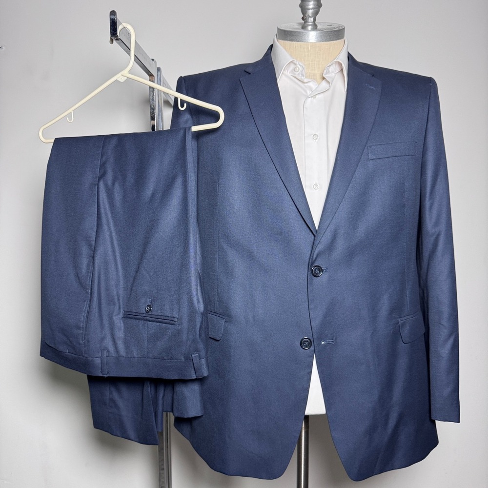 Tommy Hilfiger Suit Mens 50L 42x29 Navy Blue Solid 2-Button Single Vent